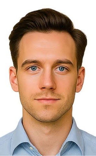 Clean passport photo example with a plain background and centered face